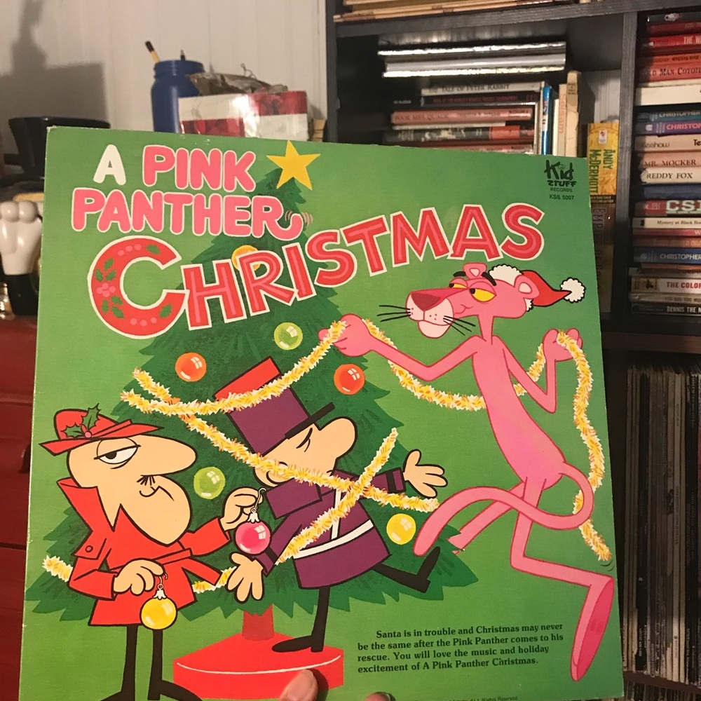 1981 A Pink Panther Christmas Vinyl Record - Pink & Green Holiday Cover